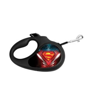 Поводок-рулетка для собак WAUDOG R-leash Супермен Лого, до 50 кг, светоотражающий, черный, 5 м