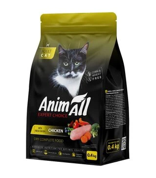 Повнораціонний сухий корм для котів AnimAll зі свіжою куркою, 400 г