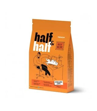 Сухий корм для стерилізованих котів Half&amp;Half з яловичиною, 8 кг