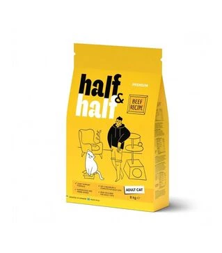 Сухой корм для кошек Half&amp;Half с говядиной, 8 кг