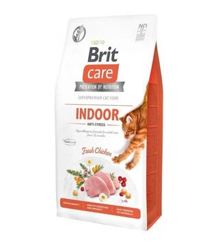 Беззерновой сухой корм для кошек Brit Care Cat Grain Free Indoor Anti-stress с курицей, 7 кг