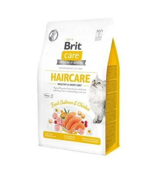 Беззерновий сухий корм для котів Brit Care Cat Grain Free догляд за шерстю та шкірою, з лососем та куркою, 400 г