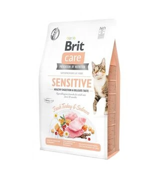 Беззерновий сухий корм для котів Brit Care Cat Grain Free для чутливого травлення, з індичкою та лососем, 2 кг