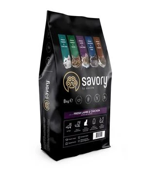 Сухий корм для стерилізованих котів Savory Adult Cat Steril зі свіжою ягнятиною та куркою, 8 кг