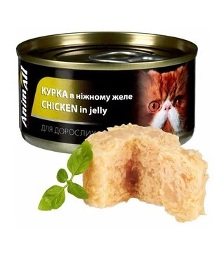 Вологий корм для котів AnimAll з куркою в ніжному желе, 85 г