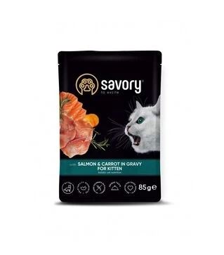 Влажный корм для котят Savory с лососем и морковью в соусе, 85 г