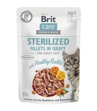 Беззерновий вологий корм для стерилізованих котів Brit Care з кроликом, філе в соусі, 85 г