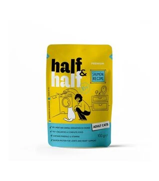 Влажный корм для кошек Half&amp;Half кусочки с лососем в желе, 100 г