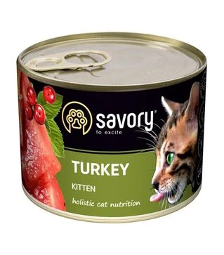 Вологий корм для кошенят Savory паштет з індичкою, 200 г