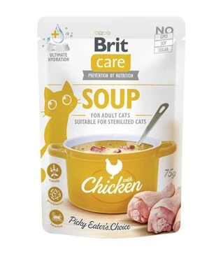 Беззерновой влажный корм для кошек Brit Care суп с курицей, 75 г