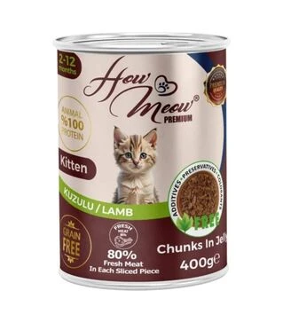 Полнорационный влажный корм для котят How Meow Kitten с ягненком, 400 г