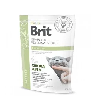 Лечебный сухой корм для кошек Brit VetDiets GF Diabetes при сахарном диабете, с курицей и горохом, 400 г