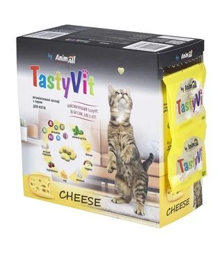 Витаминизированное лакомство для кошек AnimAll TastyVit с сыром, 600 шт