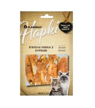 Лакомство для кошек Flamingo вяленая рыбка с мясом курицы, 50 г