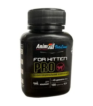Вітаміни для кошенят AnimAll VetLine for Kitten PRO поліфункціональний комплекс від 45-денного віку, 100 шт
