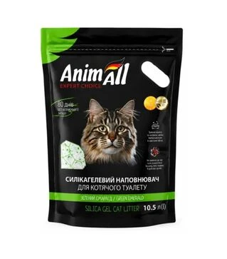 Наповнювач для котячих туалетів AnimAll Зелений смарагд, силікагелевий, 4,4 кг