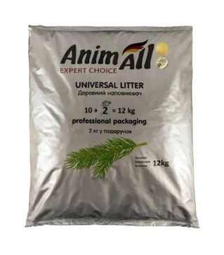 Наполнитель для кошачьих туалетов AnimAll древесный, 12 кг
