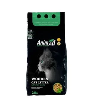 Наполнитель для кошачьих туалетов AnimAll древесный с ароматом мяты, 2,8 кг