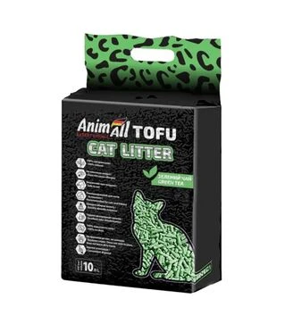 Наполнитель для кошачьих туалетов AnimAll Tofu Green Tea соевый с ароматом зеленого чая, 4,66 кг