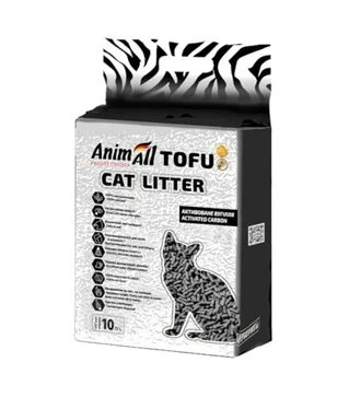Наполнитель для кошачьих туалетов AnimAll Tofu Carbon соевый с активированным углем, 4,66 кг