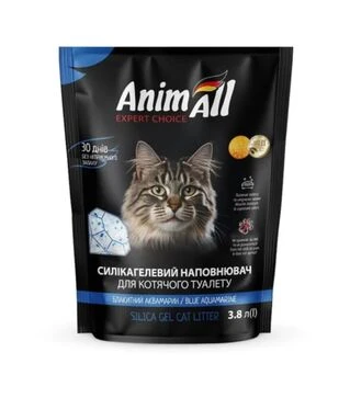 Наповнювач для котячих туалетів AnimAll Блакитний аквамарин, силікагелевий, 1,6 кг
