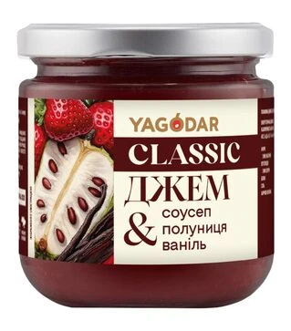 Джем Yagodar соусеп-полуниця-ваніль з низьким вмістом цукру, 210 г