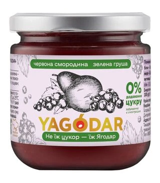 Джем Yagodar красная смородина-зеленая груша без сахара 210 г