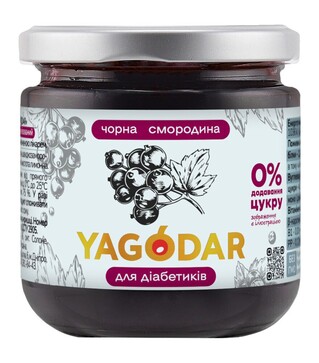 Джем Yagodar для диабетиков черная смородина без сахара 210 г