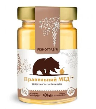 Мед квітковий (різнотрав'я) Правильний мед, 400 г скло