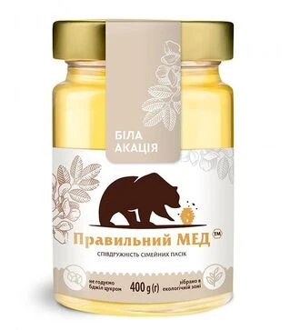 Мед акацієвий Правильний мед, 400 г скло