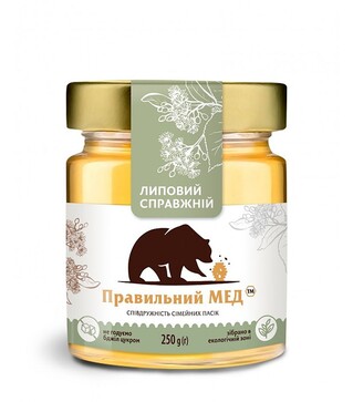 Мед липовий Правильний мед, 250 г скло