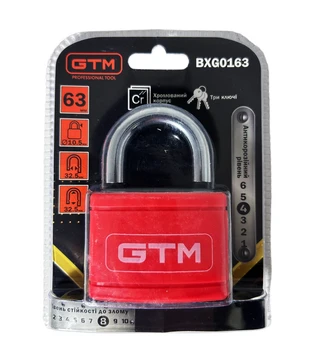 Замок навісний GTM PVC 63мм, червоний (BXG0163)