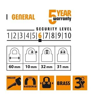 Замок навісний Horst 60мм (HR-B1-60E)