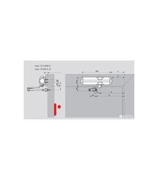 Дверной доводчик DORMA TS 68 с фиксирующей рычажной тягой, Серебристый (66400201)