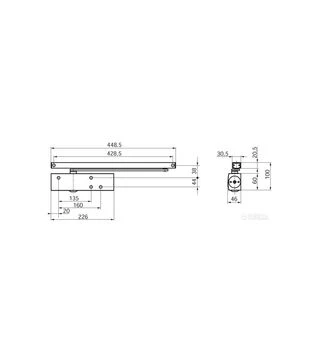 Дверний доводчик GEZE TS 3000 V BC із ковзною шиною, Сріблястий (TS3000 109326+68221)