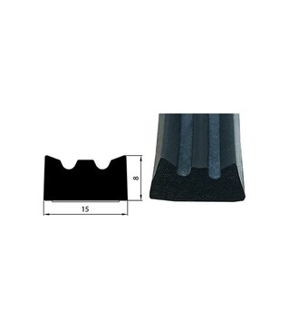 Уплотнитель самоклеящийся Stomil Sanok E-профиль, 15х8 мм, 50 м, Черный (SD-30X)