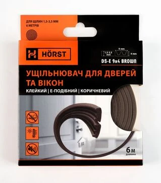 Уплотнитель самоклеящийся MVM E-профиль, 9х4 мм, 6 м, Коричневый (DS-E 9x4 BROWN)