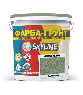 Краска-грунт акриловая с кварцевым песком SkyLine 4020-G30Y Шалфей, 4,2 кг