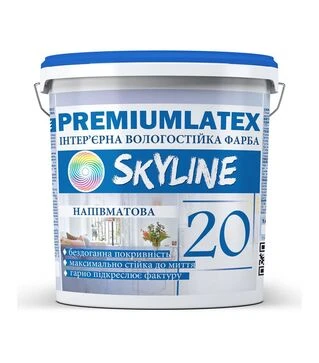 Краска влагостойкая полуматовая SkyLine Premiumlatex 20 Белый, 3,6 кг