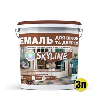 Емаль акрилова SkyLine Wood для вікон та дверей Біла, 3 л