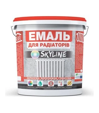 Эмаль акриловая термостойкая SkyLine для радиаторов Белая Глянцевая, 10 л
