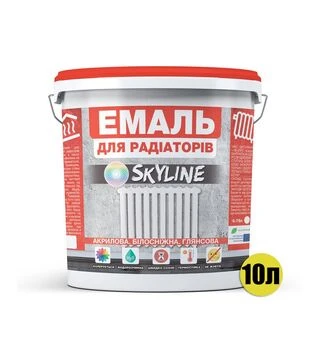 Эмаль акриловая термостойкая SkyLine для радиаторов Белая Глянцевая, 10 л