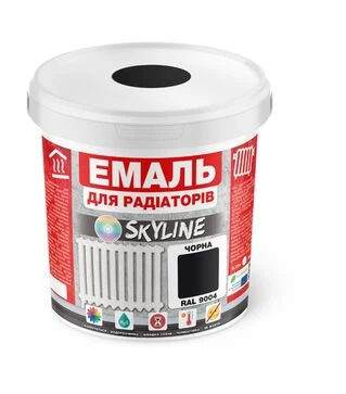 Эмаль акриловая термостойкая SkyLine для радиаторов RAL 9004 Черная Глянцевая, 0,4 л