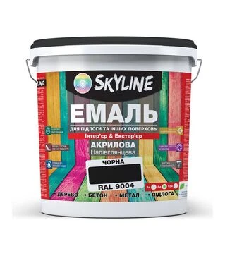 Емаль акрилова SkyLine для підлоги RAL 9004 Чорна, 5 л