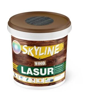 Лазур акрилова декоративно-захисна SkyLine LASUR Wood для обробки дерева Графітова, 0,4 л