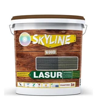 Лазур акрилова декоративно-захисна SkyLine LASUR Wood для обробки дерева Графітова, 5 л