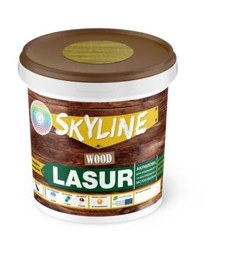 Лазурь акриловая декоративно-защитная SkyLine LASUR Wood для обработки дерева Светлый дуб, 0,4 л