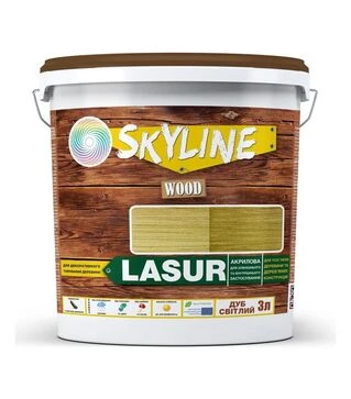 Лазурь акриловая декоративно-защитная SkyLine LASUR Wood для обработки дерева Светлый дуб, 3 л