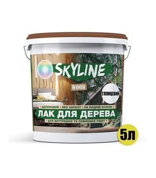 Лак акриловий SkyLine Wood для дерева Безбарвний Глянцевий, 5 л