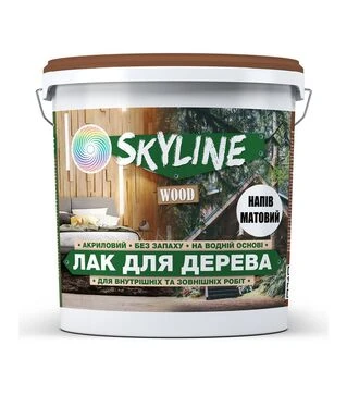 Лак акриловый SkyLine Wood для дерева Бесцветный Полуматовый, 3 л